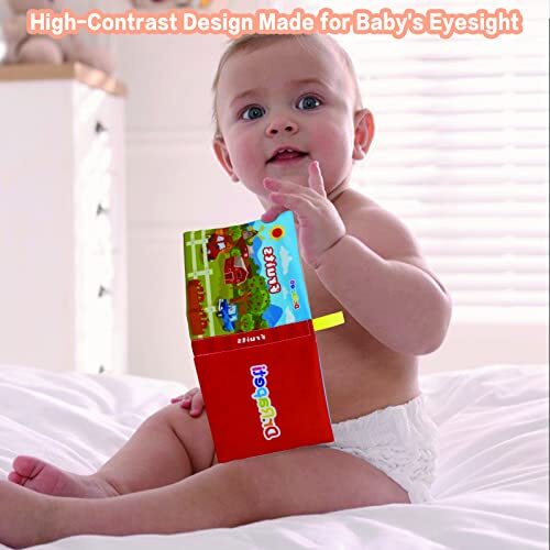 Soft Cloth Book for Baby Infant Toddler Kids 6-Pack Crinkle Squeaky Washable Non