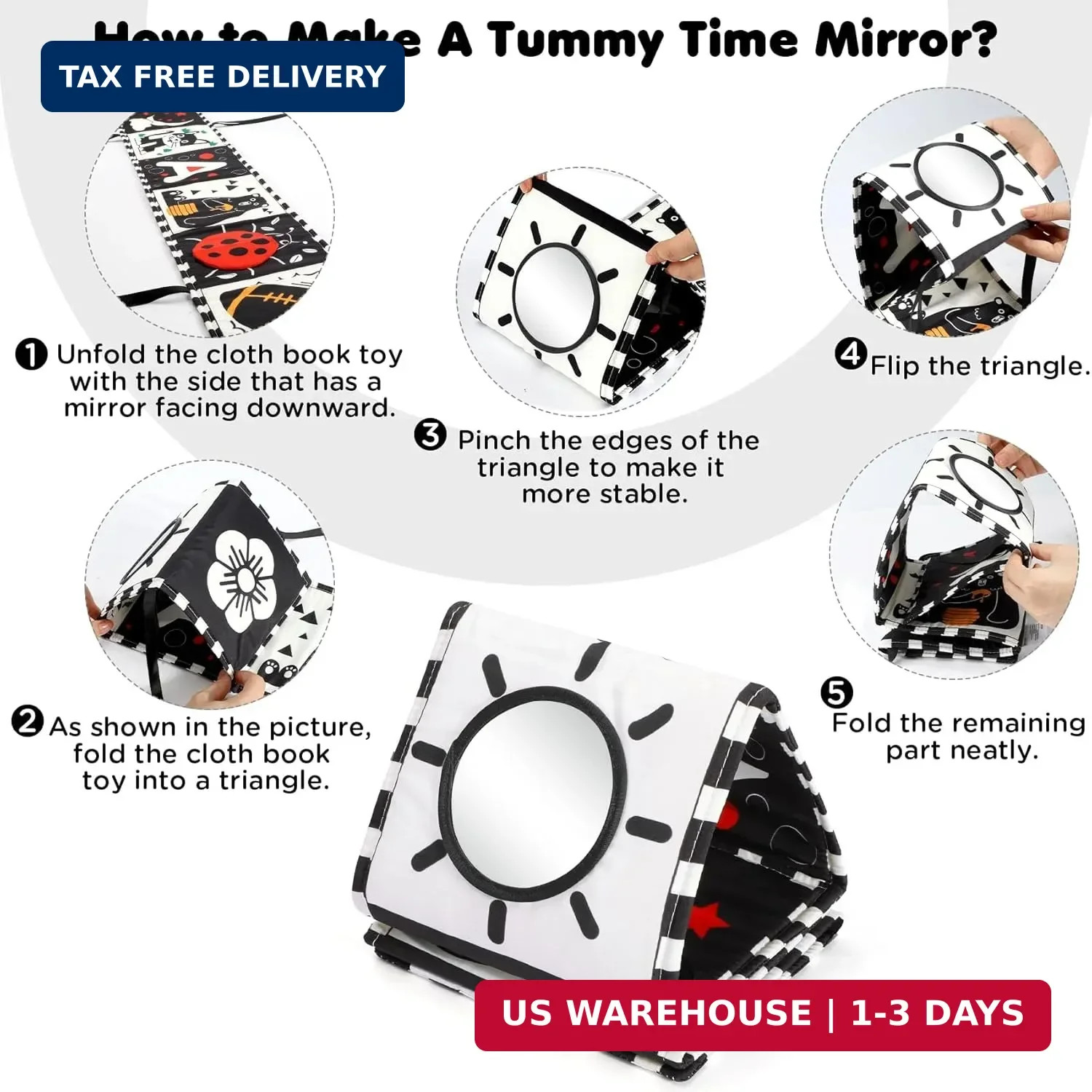 URMYWO Black & White Baby Toys Newborn Tummy Time High Contrast 0-3 Months