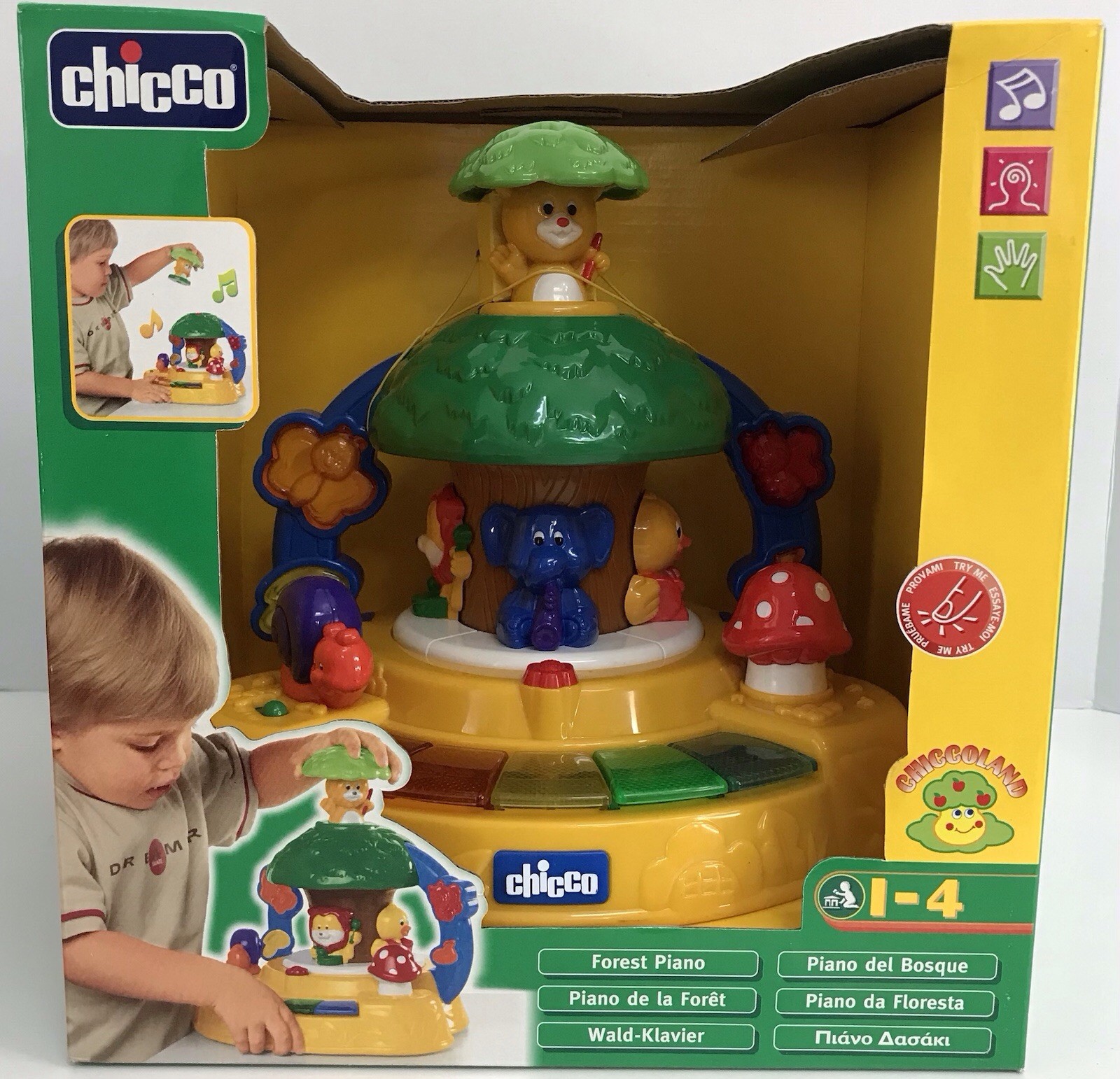 Chicco Forest Piano Instruments Animal Sounds Languages Preschool Toy 1-4 NEW