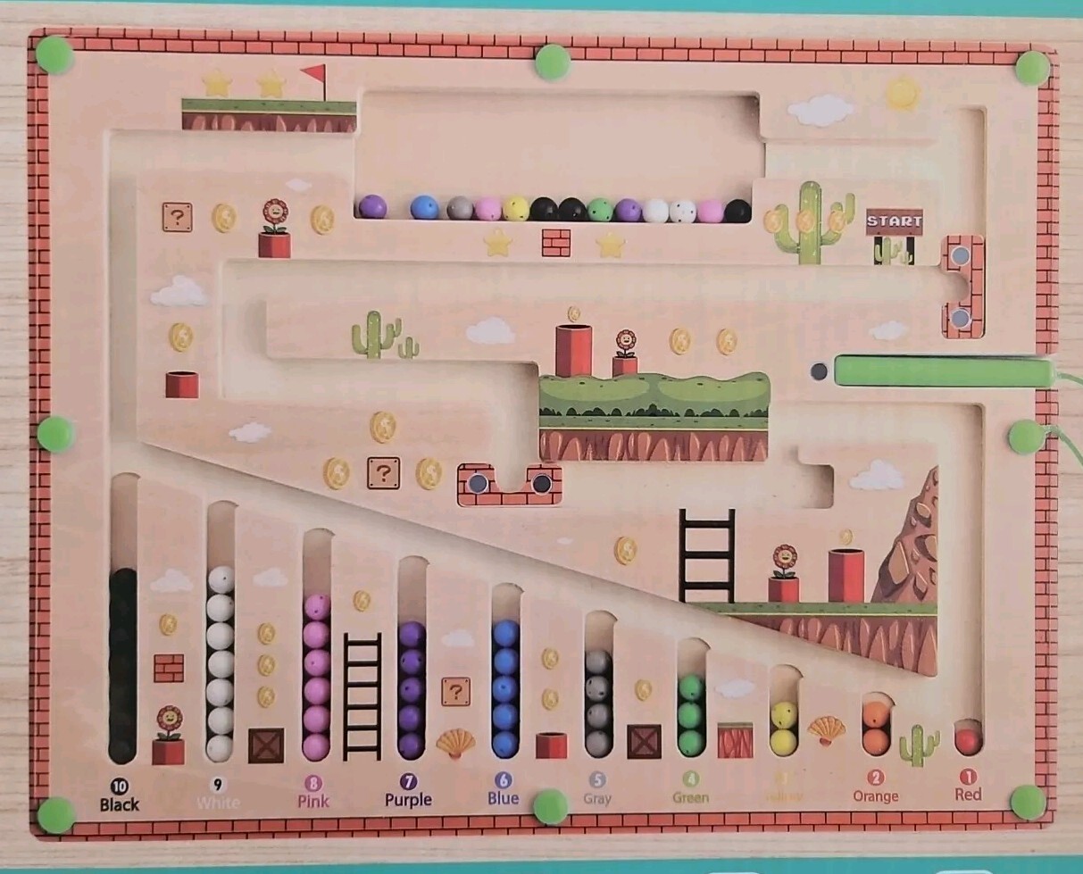 Magnetic Color and Number Maze,Montessori Wooden Color Matching Multicolor