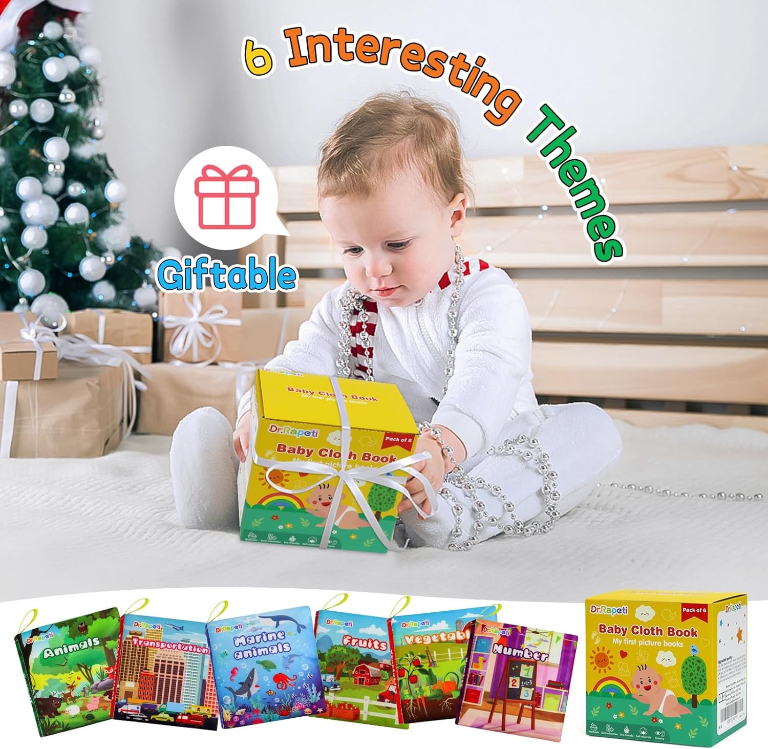 Dr.Rapeti Soft Cloth Books Baby Bath 6-Pack for Colorful 2