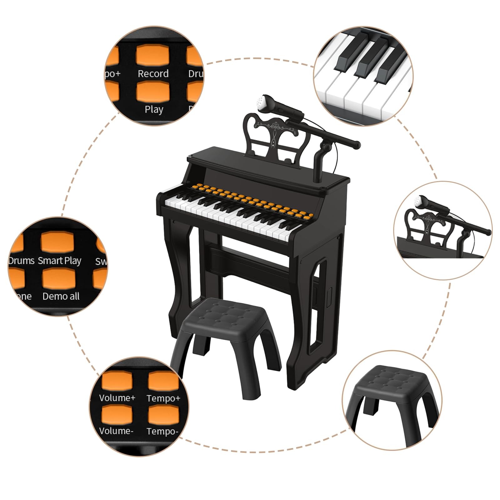 Meideh Piano Keyboard for Kids 36 37 Keys Electric Musical Keyboard with Mic…