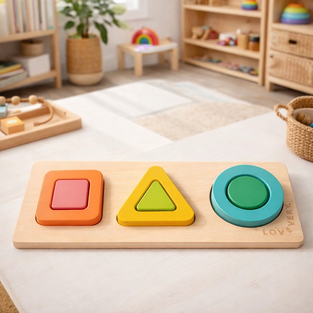 Lovevery Wooden Montessori Shape Puzzle Stacker Toddler 18-24 Months Toy