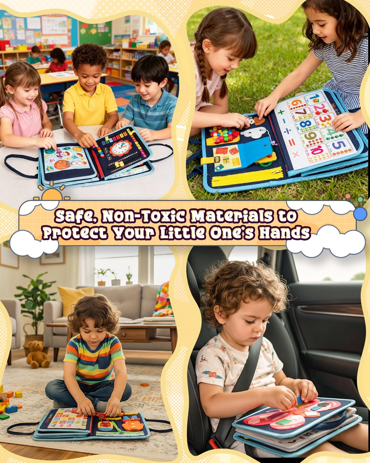 Montessori Busy Book for Toddlers, 8-Page Sensory Activity Book for Fine Moto…