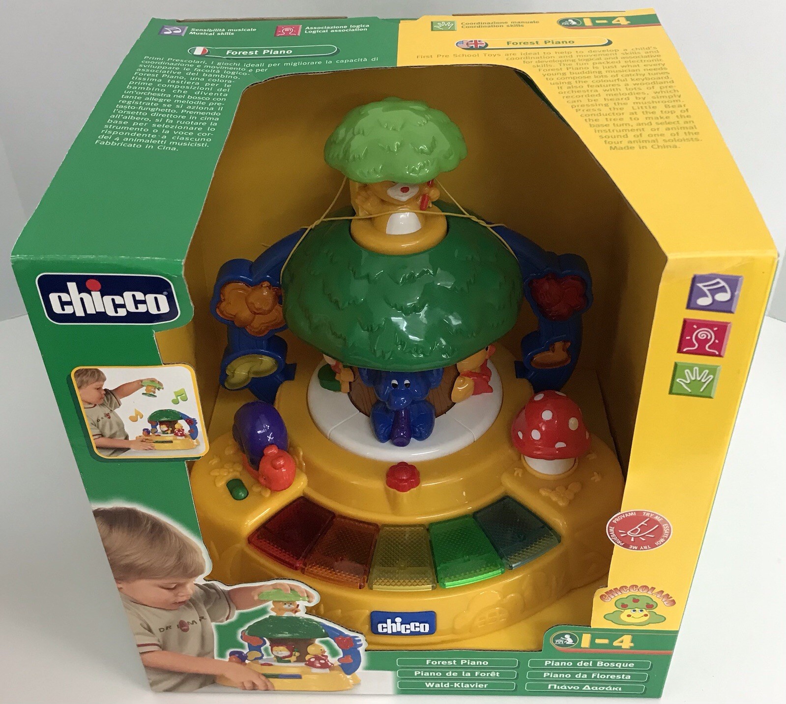 Chicco Forest Piano Instruments Animal Sounds Languages Preschool Toy 1-4 NEW