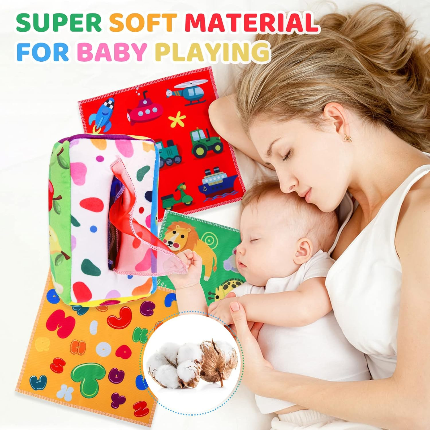 Baby Toys 6 to 12 Months – Tissue Box Toy Montessori for Babies 6-12 Months, Sof