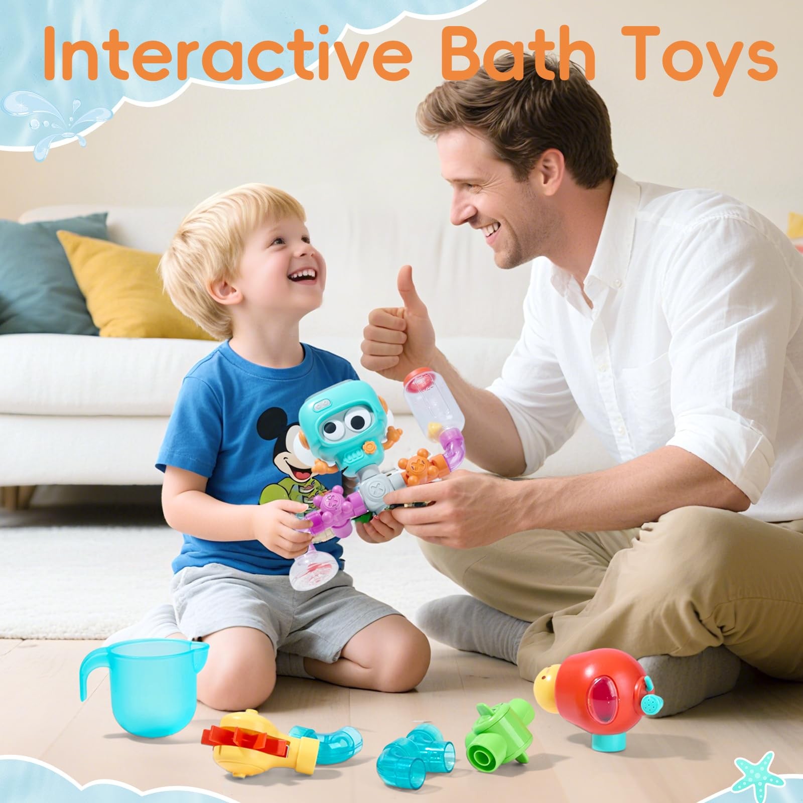 Bath Toys for Kids Ages 4-8 | 27PCS DIY Water Pipe Assembly Kit with Storage…