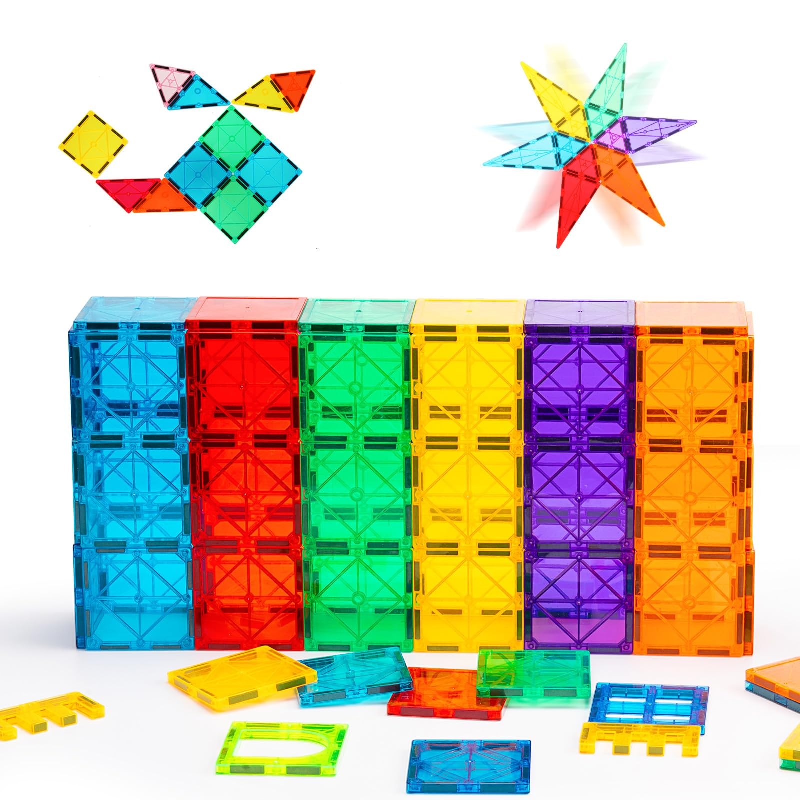 Magnetic Tiles, 126 PCS + Storage Case, STEM Building Blocks Magnet Toys for …