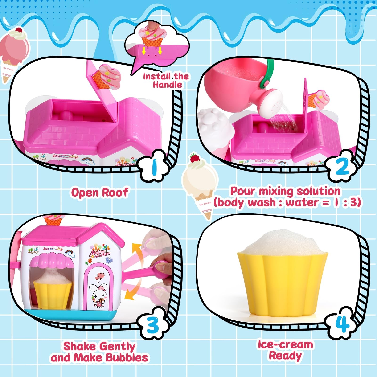 Bath Toys for Kids Ages 4-8 3-5 Toddler 2.8 x 6.1 x 5.9 inches, Pink