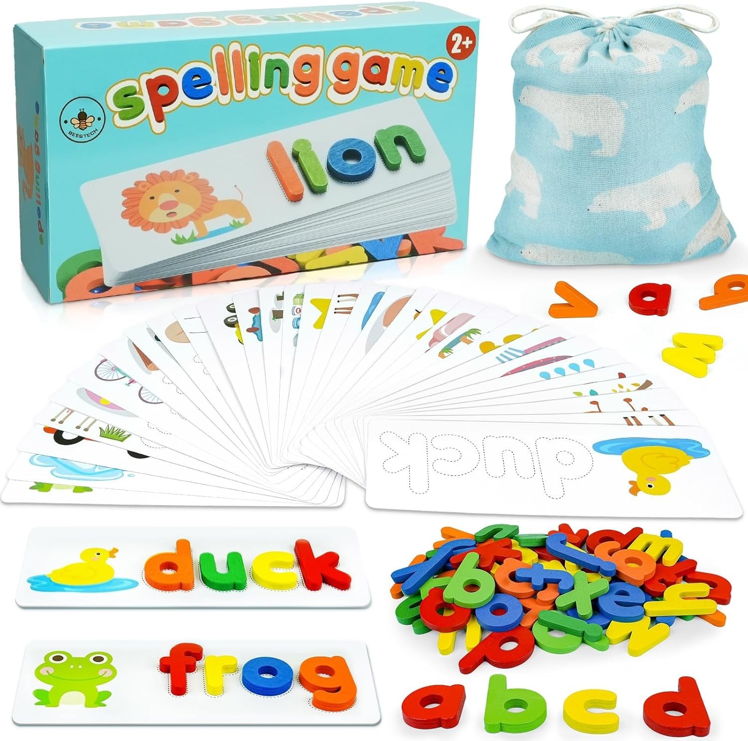 Educational Alphabet Flash Cards & Wooden Letter Set – Gift for 2-5 Olds