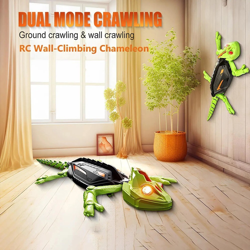 RC Lizard Wall Climbing Kids Toy LED Eyes Remote Control Chameleon Plaything US