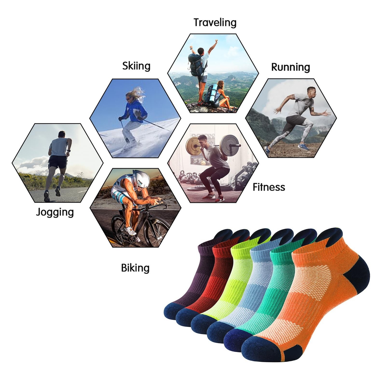 JOYNÉE Mens Ankle Athletic Low Cut Socks for Men Cushioned Running Sports W