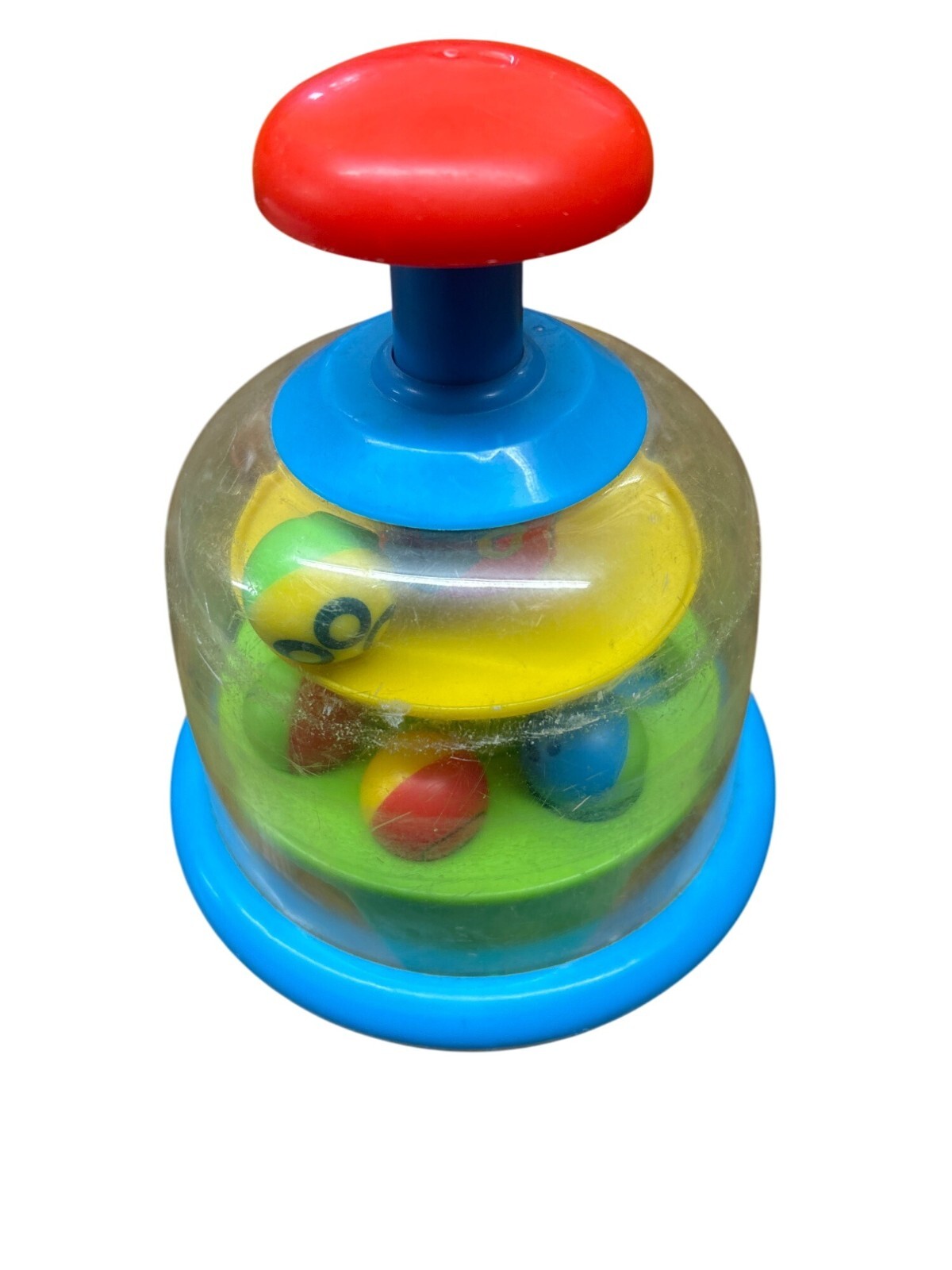 Push-Action Spinning Toy For Toddlers Bright Multi-Color Design 7 Inches Tall