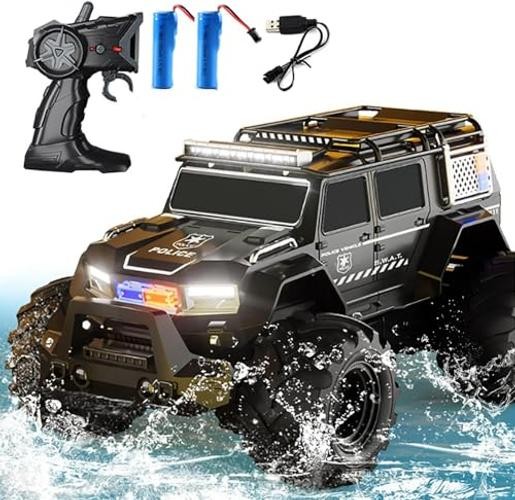 Amphibious Remote Control Car Waterproof Monster RC Cars 4WD All Terrain Black