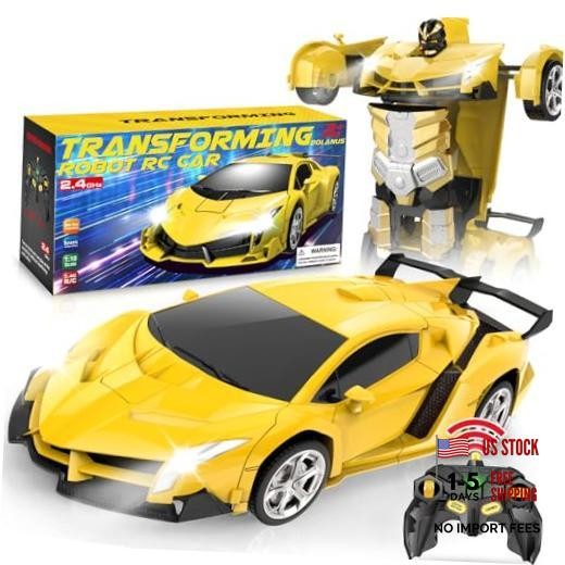 Remote Control Car – Transform Robot RC Cars, Toys for Ages 5-7, Kids Yellow