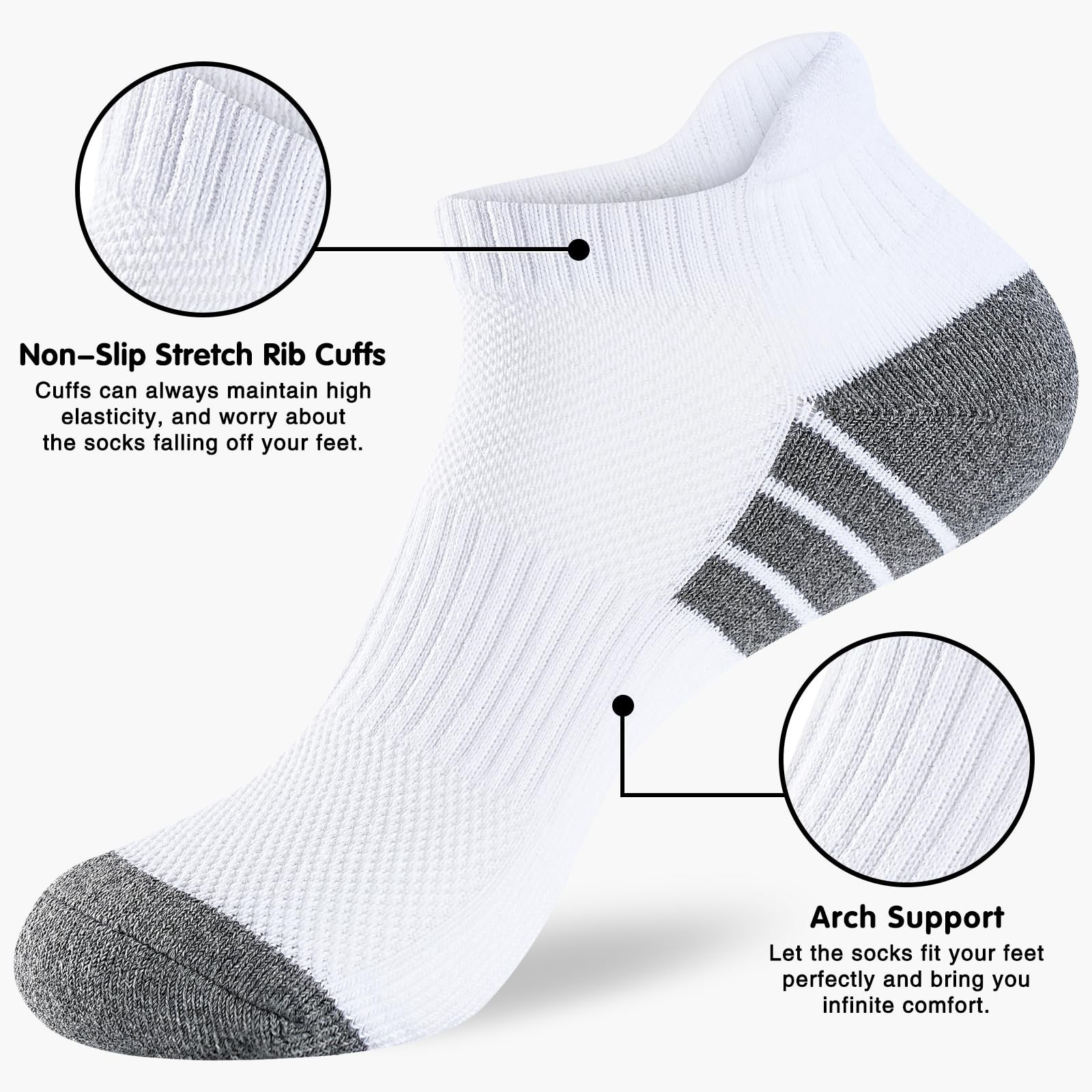 Monxiery 7 Pairs Mens Cotton Cushioned Ankle Socks, Athletic Performance Runn…