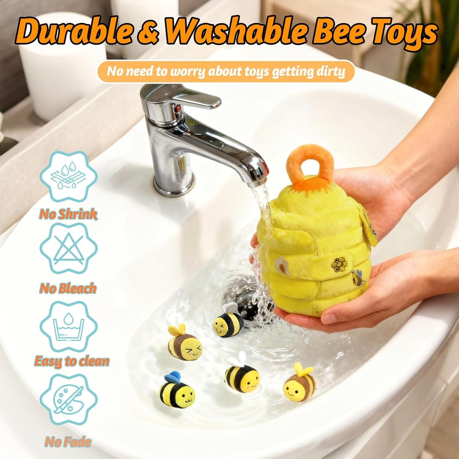 Baby Toys Soft Baby Beehive with 5 Sensory Bees 6-12 Months – Rattle, Crink Mirr