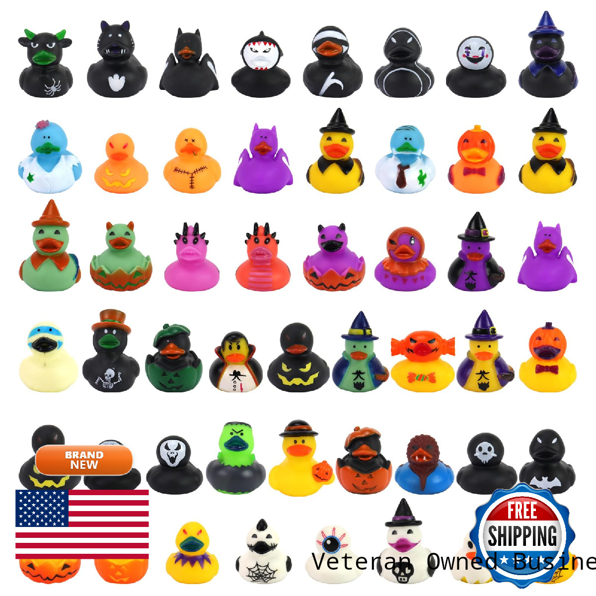 Fudragtn 50 Pcs Halloween Rubber Ducks Halloween Ducks For Jeeps Ducking Random