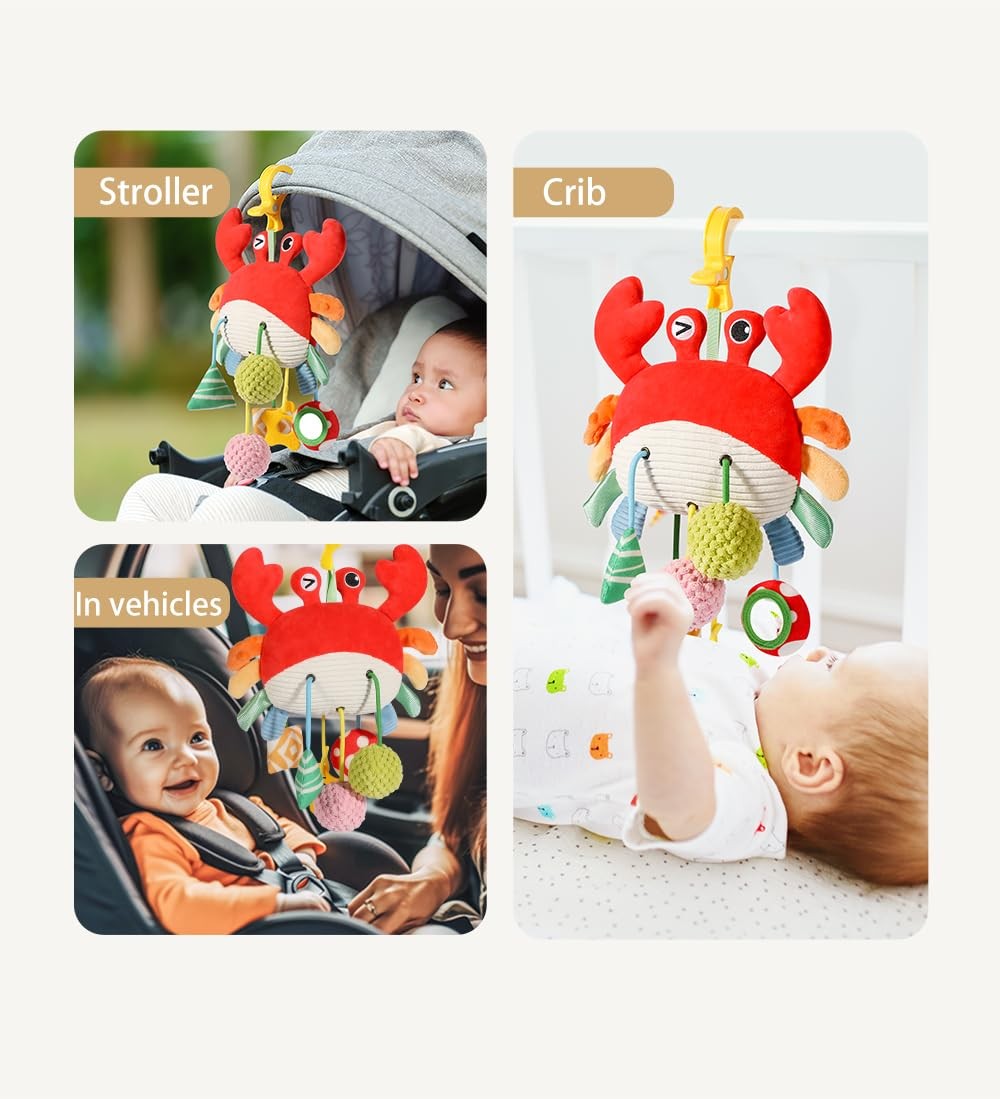 Car Seat Toys for Babies 0–12 Months – Hanging Baby Activity Toy Small, Red