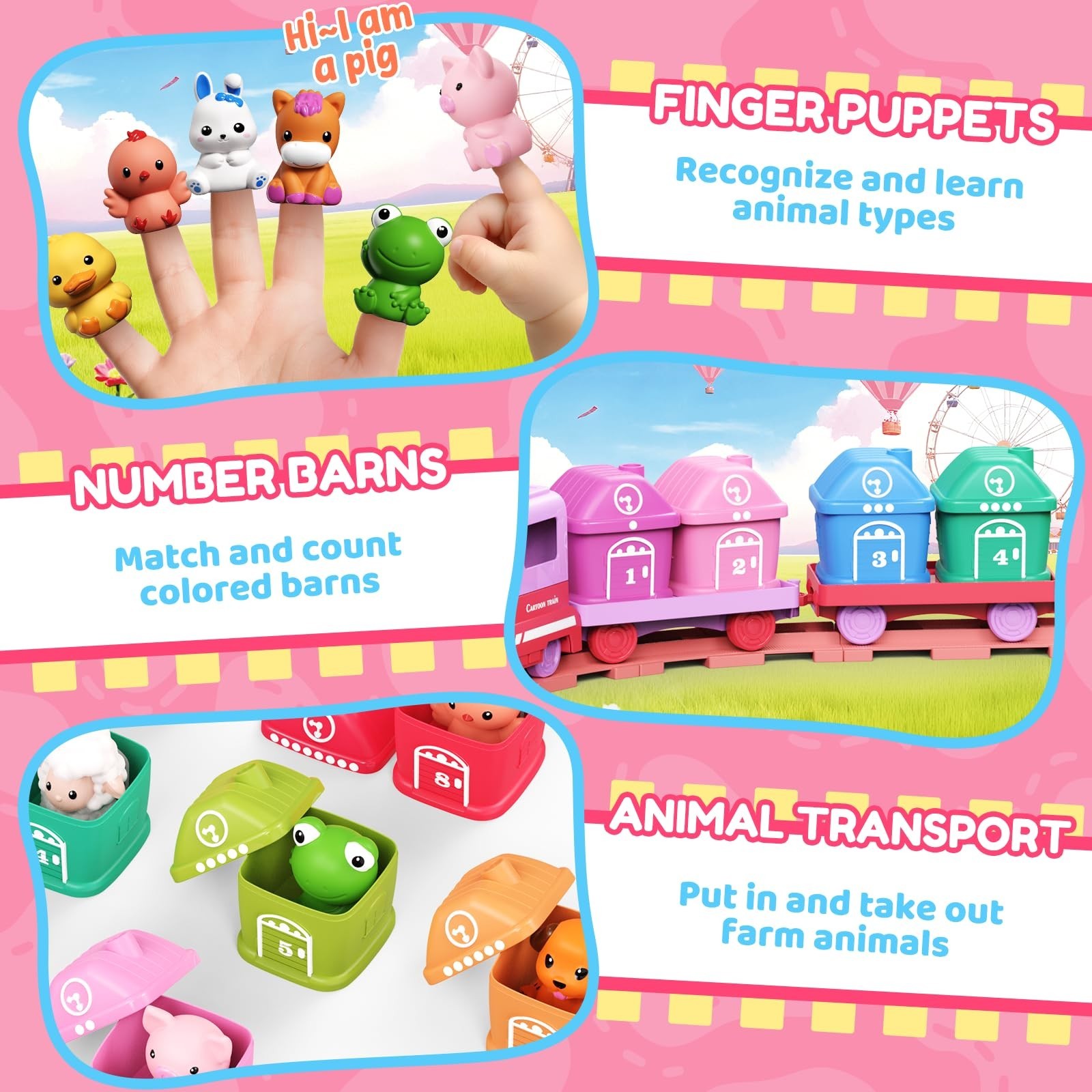 Train Set for Toddlers 2-4, Electric Toddler Train Set with Farm Animals, Music