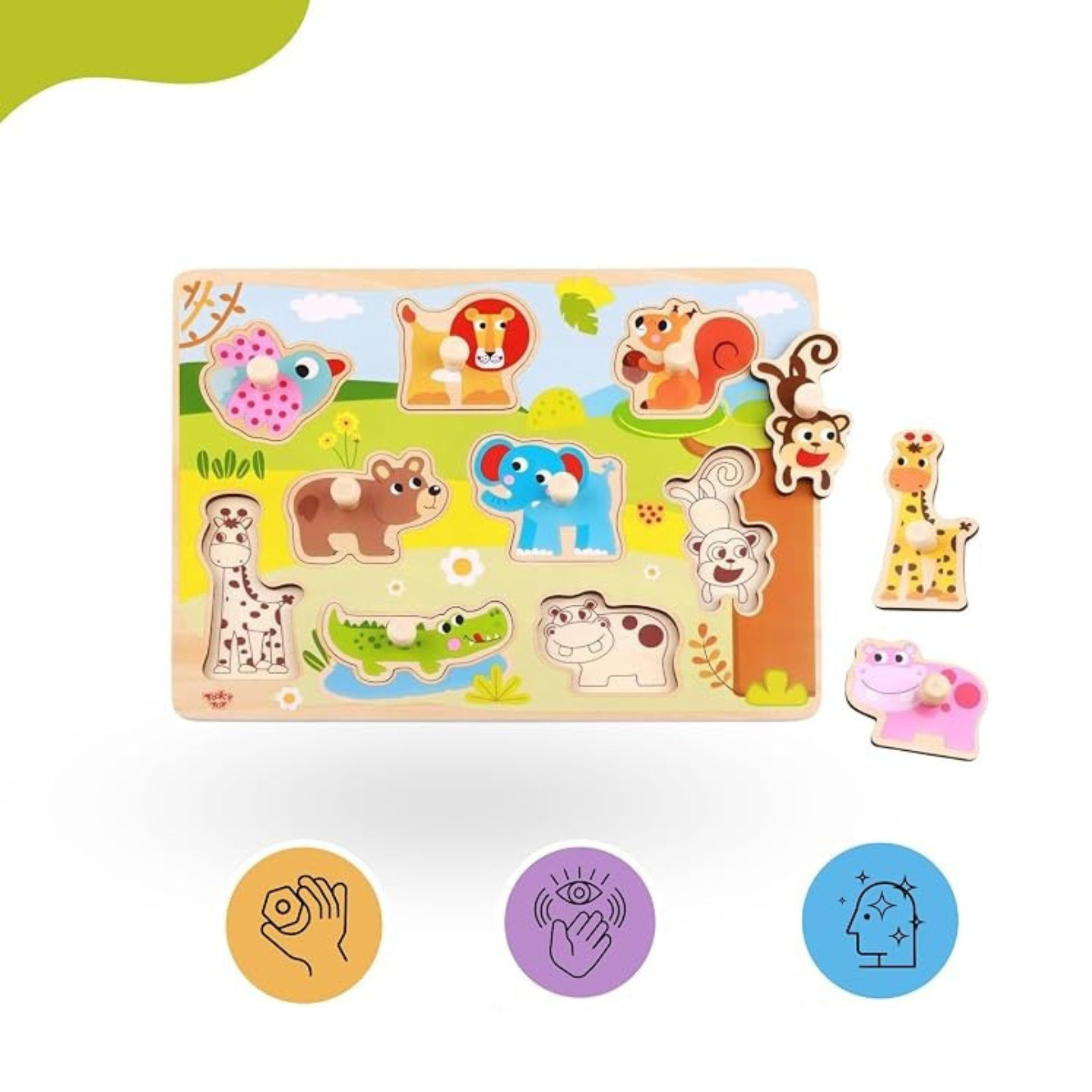 Wooden Animal Puzzle Board Toddler Peg Puzzle Montessori Learning Toy