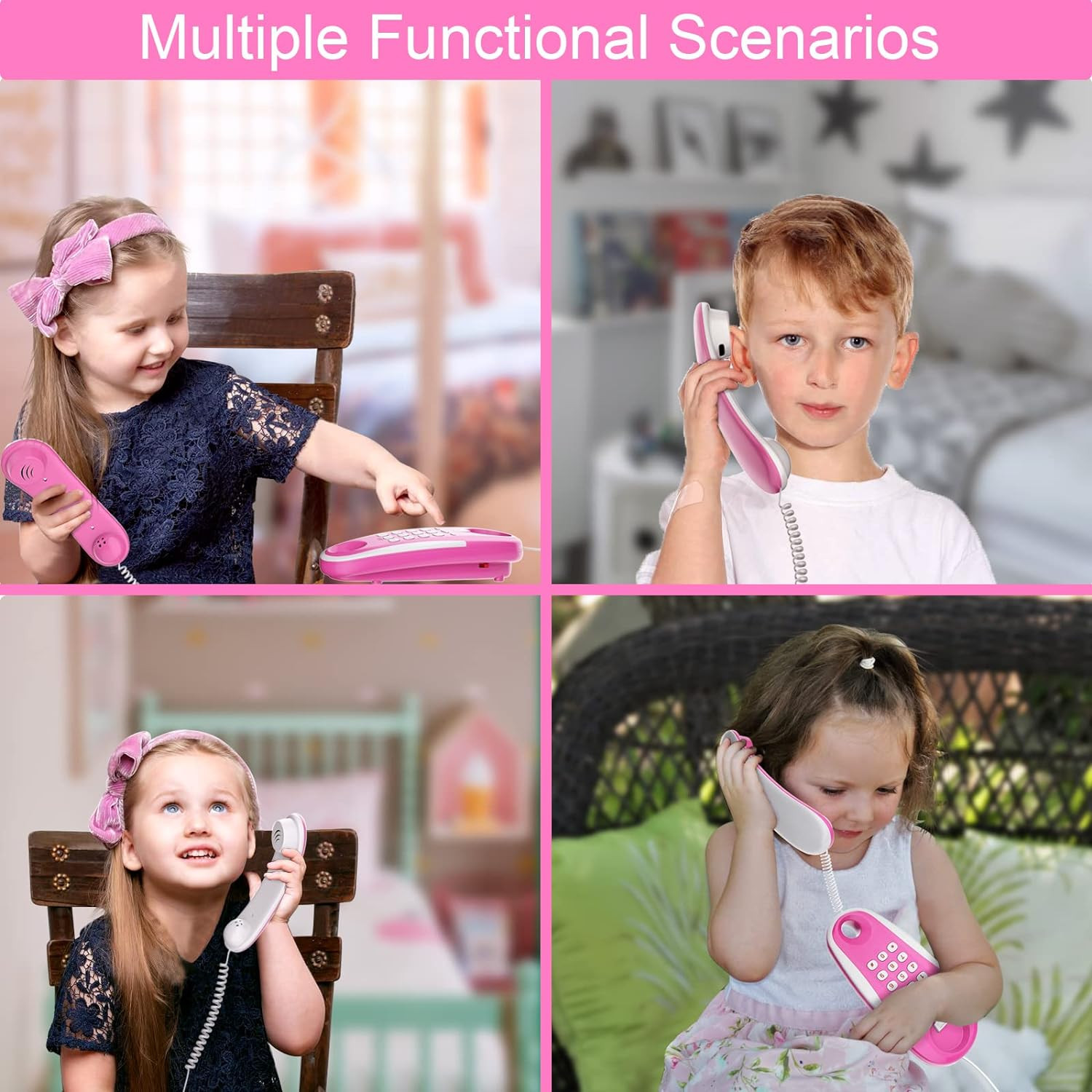 Kids’ Play Phone with Real Ring Sounds, Pretend Play Telephone, 23 Ft Ultra-Long