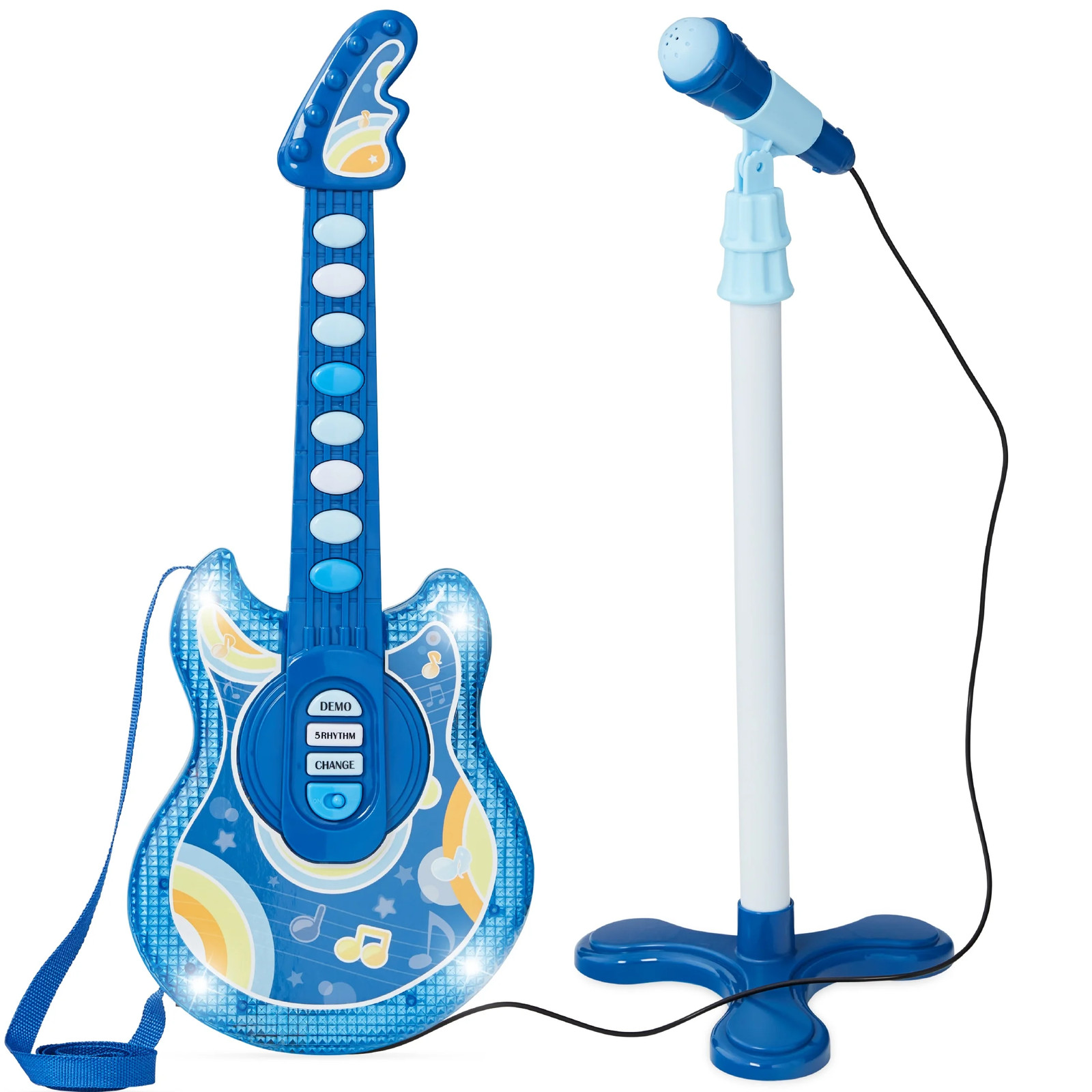 Pretend Play Musical Instrument guitar Toy for Toddlers W/ Mic