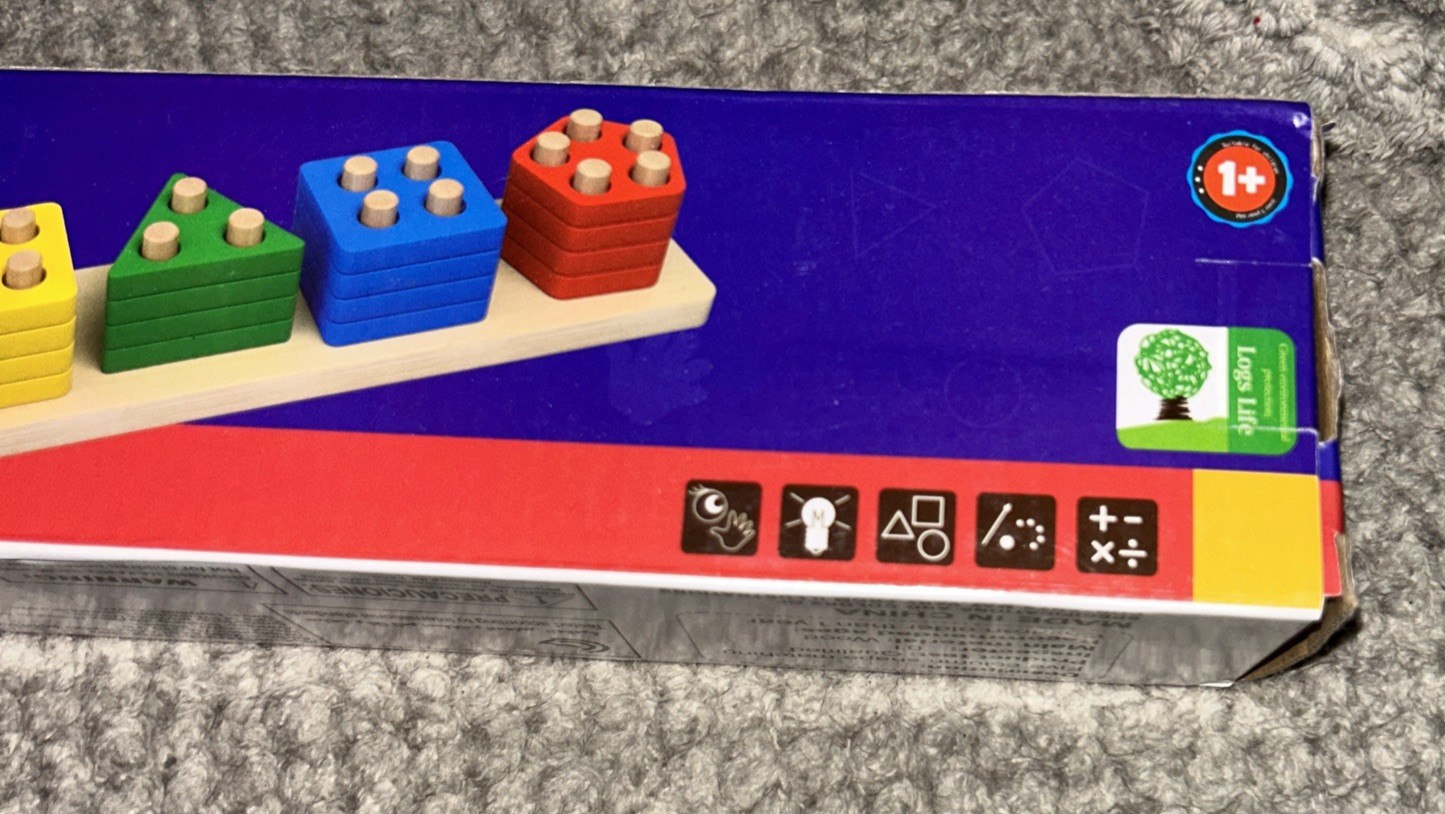 Montessori Wooden Sorting & Stacking Toy – Educational Puzzle for Toddlers 1-3,