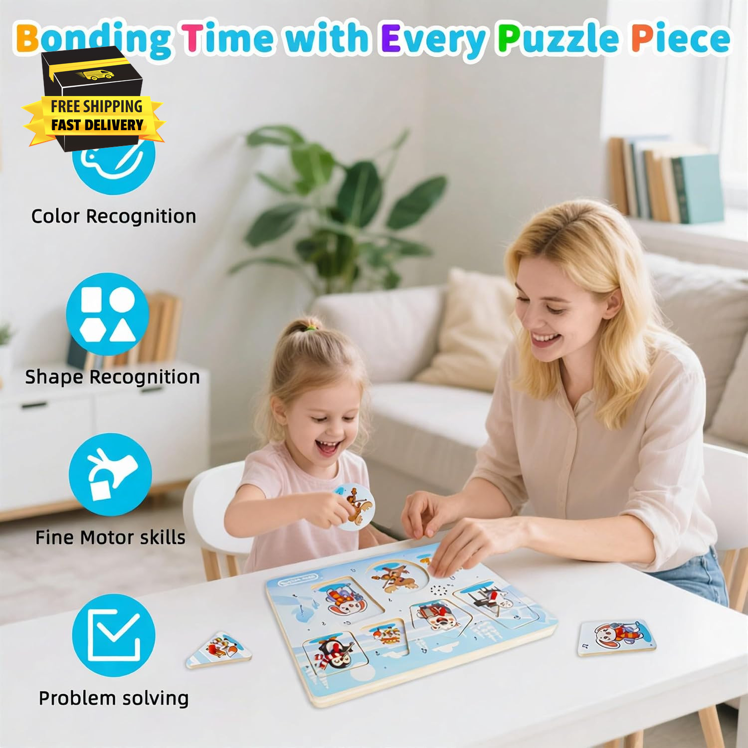 Wooden Sound Puzzles for Toddlers 1-5 with 6 Arctic Animals & Music | 6 Arctic A