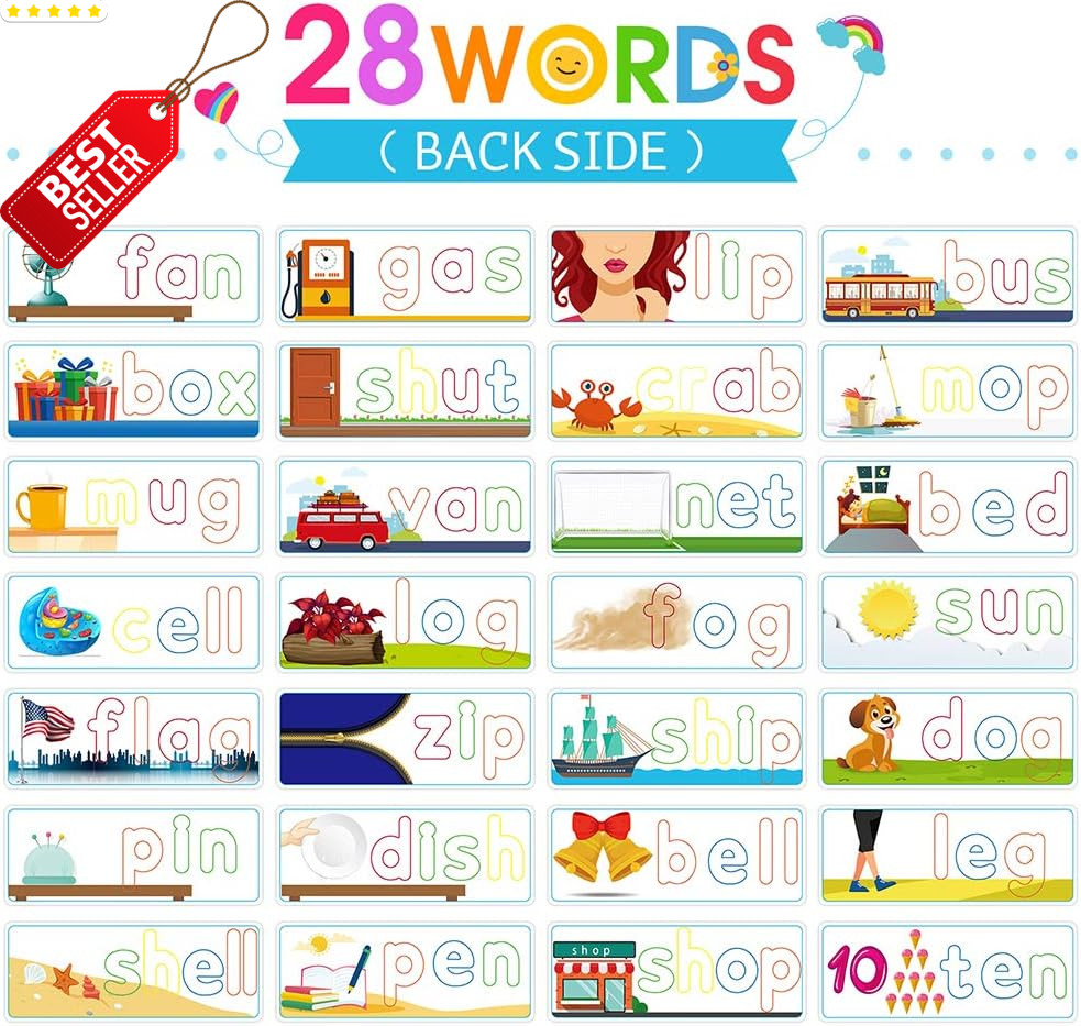 CVC Word Builder Alphabet Cards Learning Toy Kids Ages 3-6 Gift Idea – US