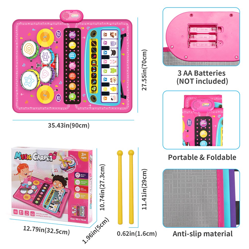 Child Baby Musical Mat Toy Floor Piano Keyboard Animal Blanket Early Education