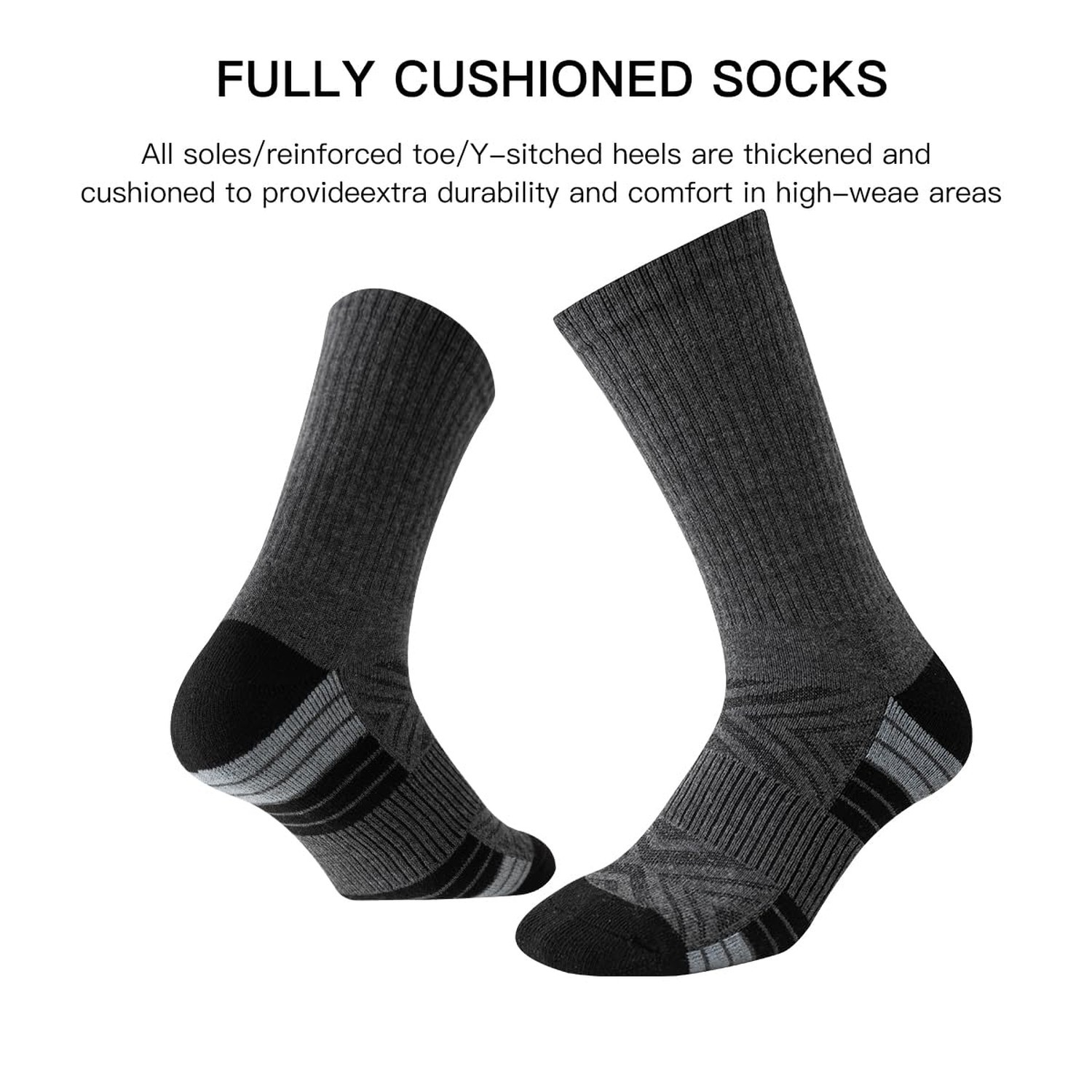 JOYNÉE 8 Pair Mens Thick Cushioned Athletic Crew Socks Breathable Moisture