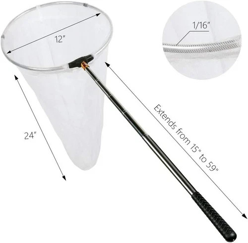RESTCLOUD Insect and Butterfly Net with 12″ 12 Ring, 59 Handle, Multicolor