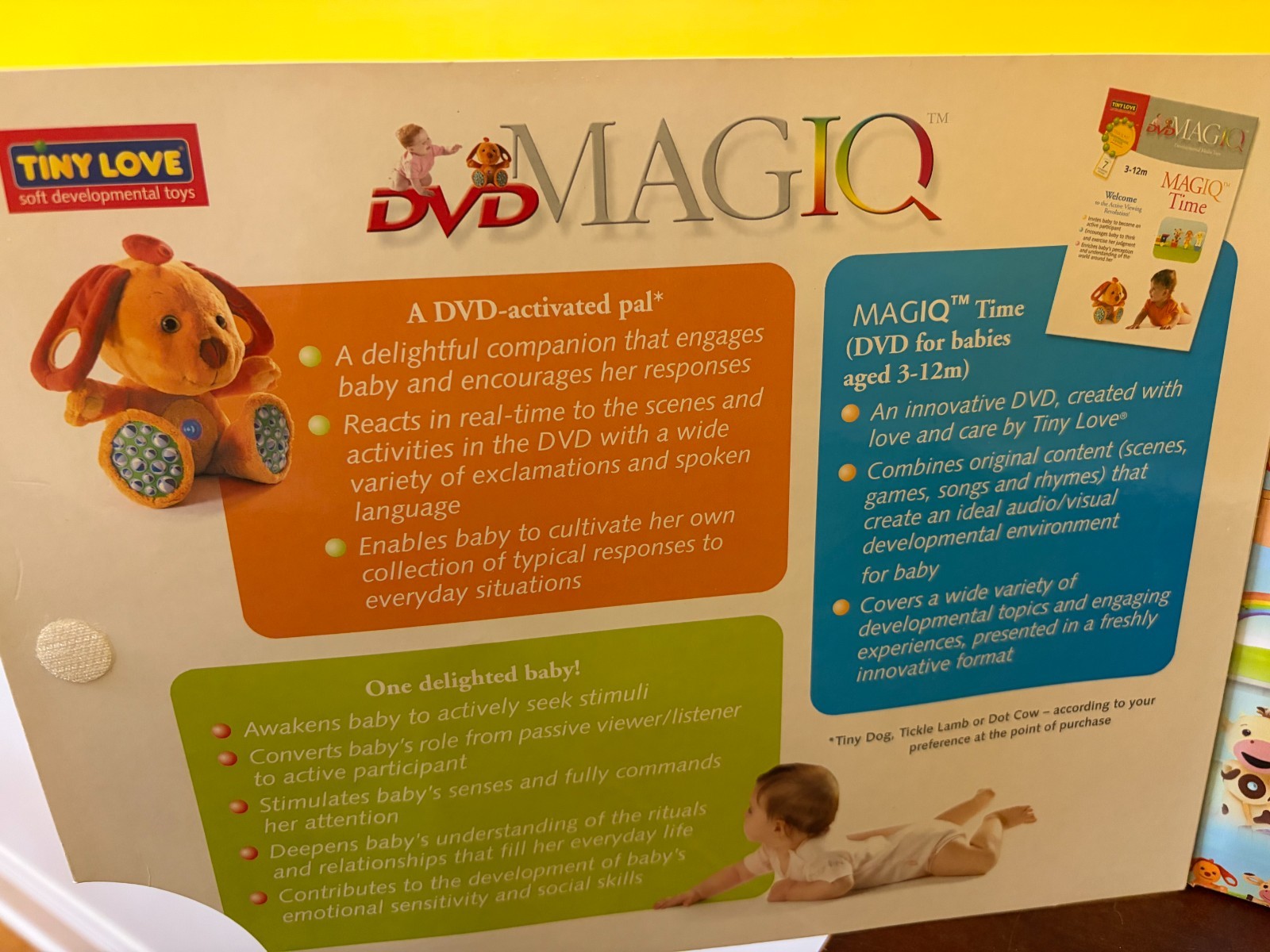 New 2005 Tiny Love MagIQ DVD Dog Plush 3-12 Month Developmental Interactive Toy