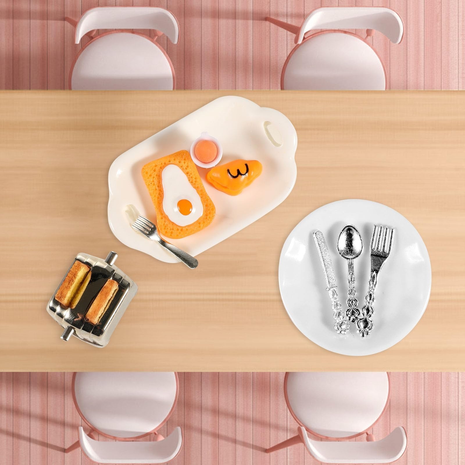 simarro Miniature Dollhouse Breakfast Accessories, 46 Pcs 1:12 Scale Mini Toa…