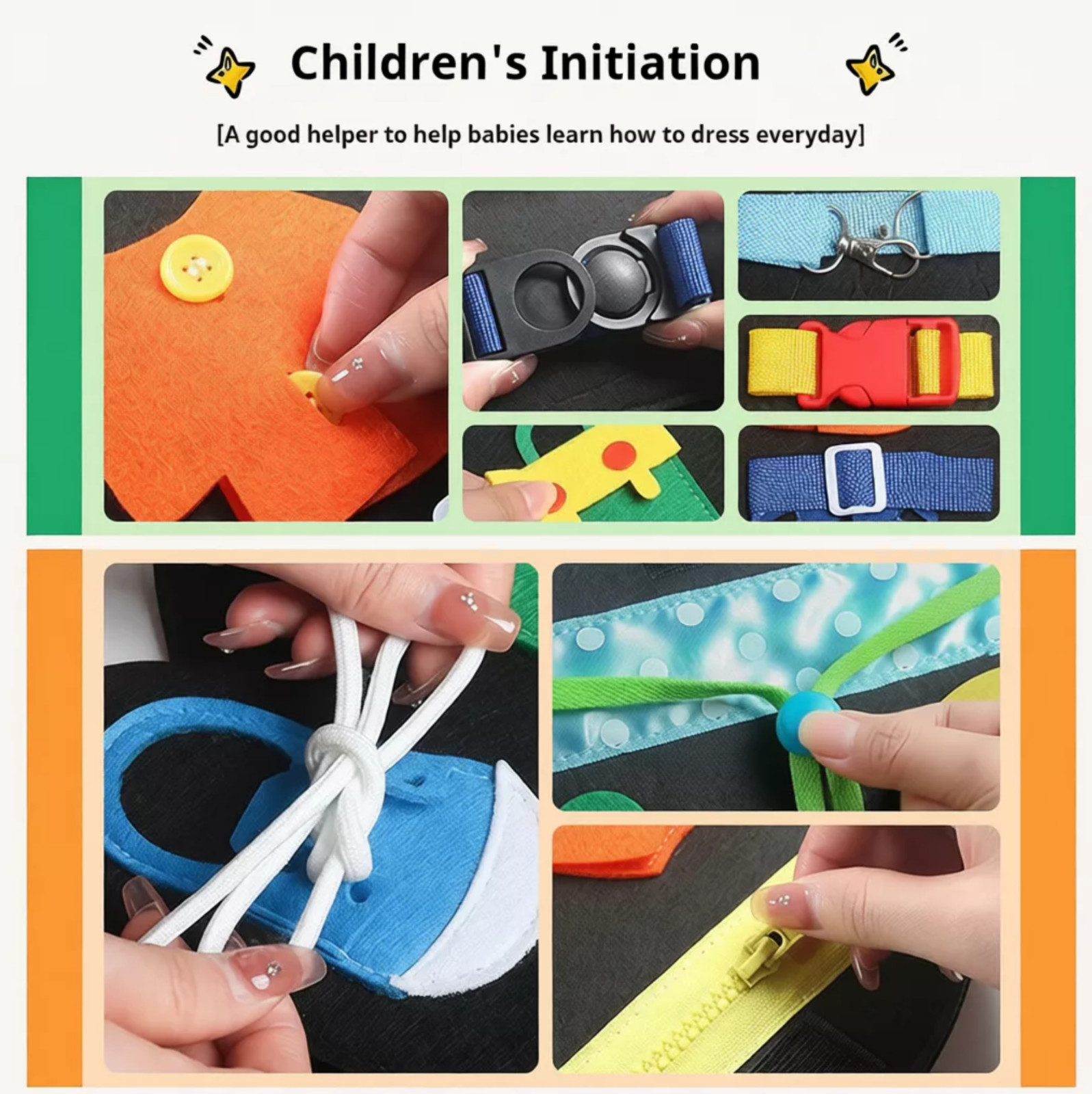 Montessori Felt Cartoon Dressing Learning Board for Toddlers – Tiger Model