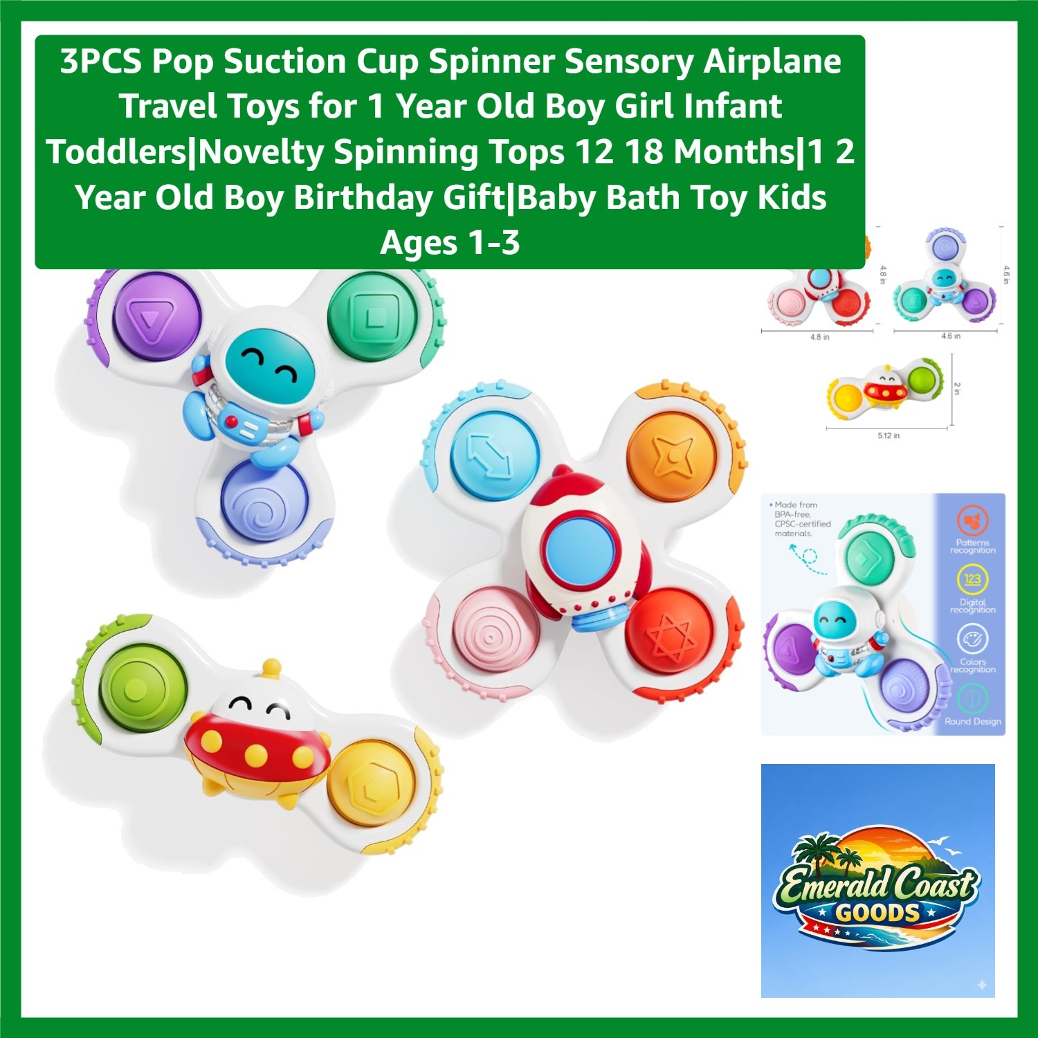 Colorful Suction Cup Spinners for 1-2 Olds – Enhanced Hand-Eye Coordination
