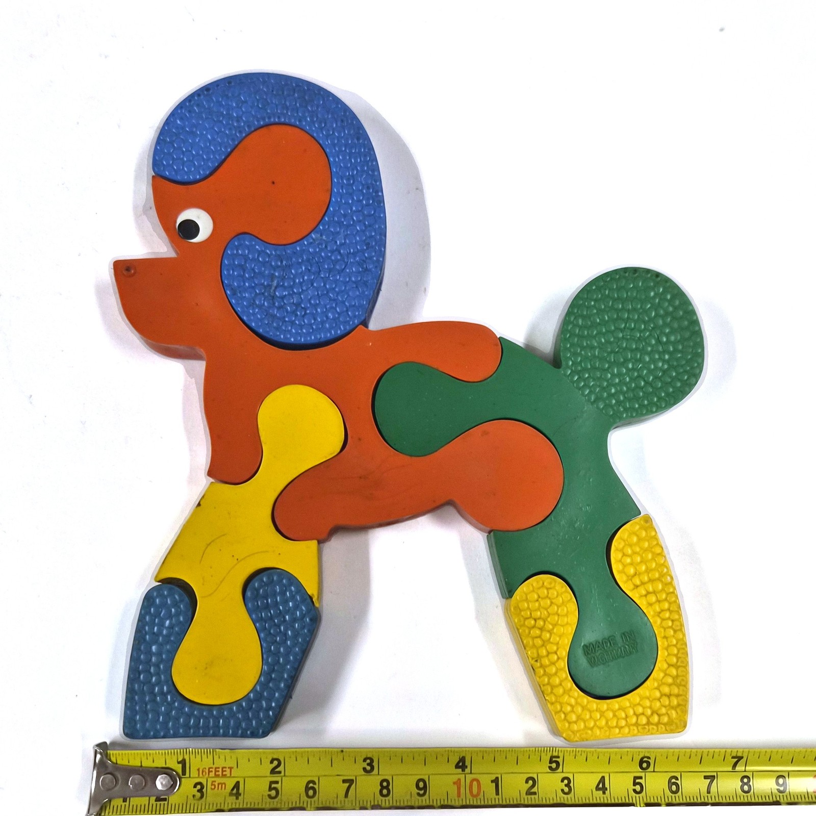 Vintage Rubber Poodle Jigsaw Puzzle Made in W. Germany – 6.3″ Educational Toy