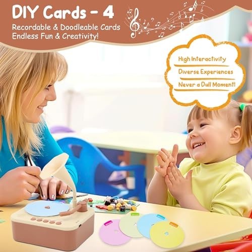 Kids Phonograph Record Player with 99 Cards, Music & Story Player for Ages 3+