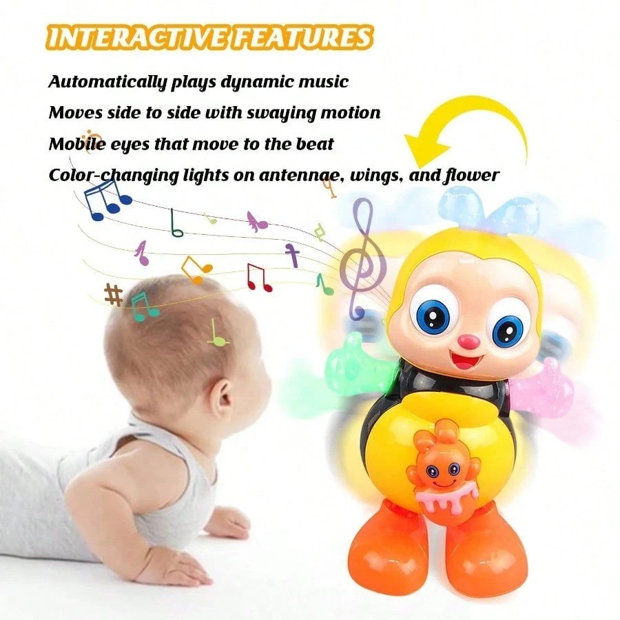 Musical Dancing Bee Toy with LED Lights Baby Toddler Birthday Gift Boys Girls