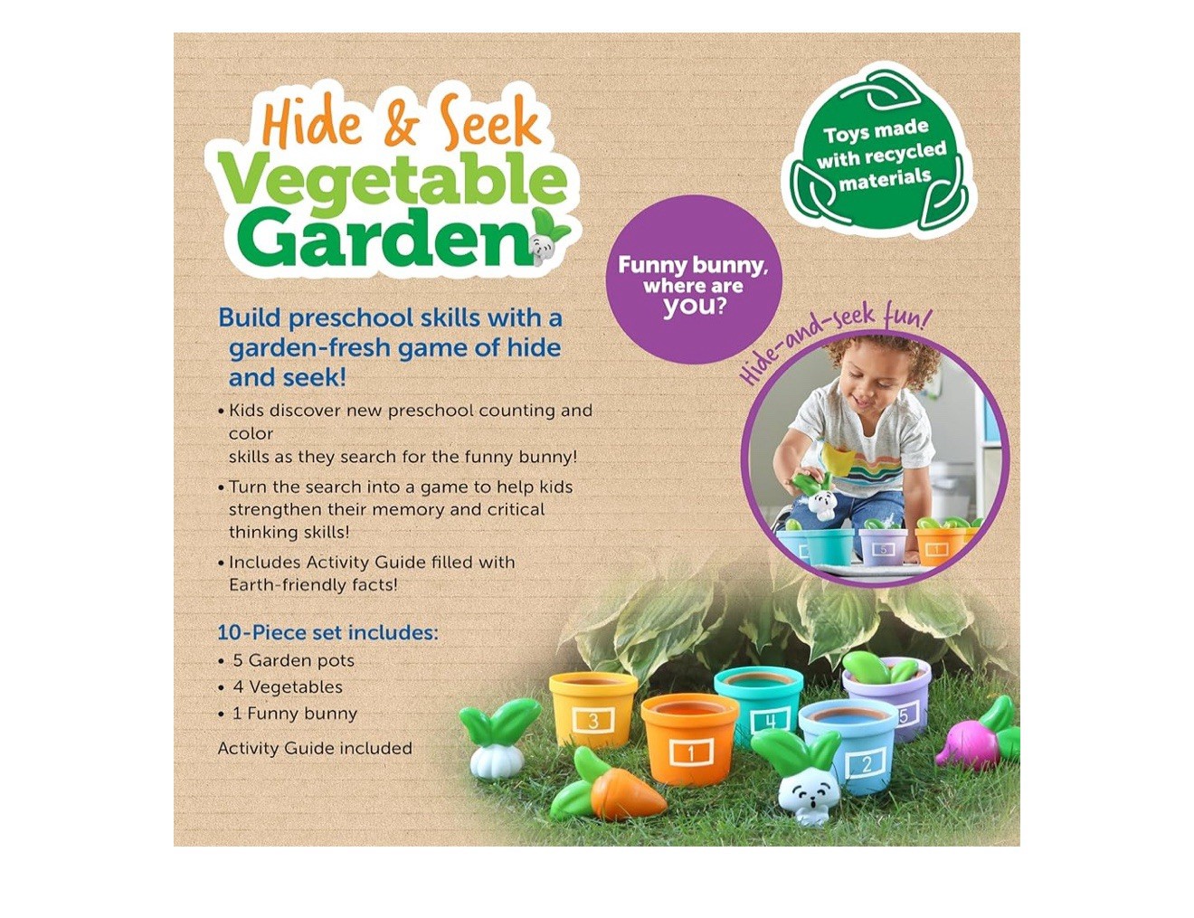Learning Resources Hide and Seek Vegetable Garden Preschool Learning Toys 10 Pcs