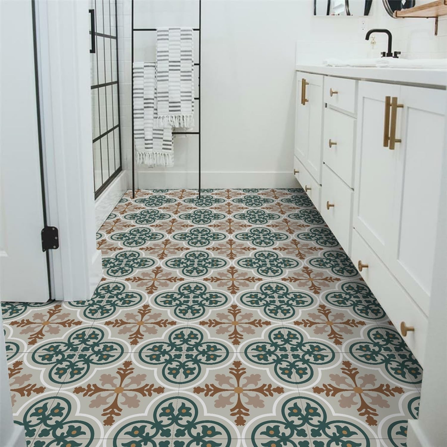 VICCI 24pcs Floor Tile Stickers Easy Peel and Stick Backsplash Wall Tiles Dec…