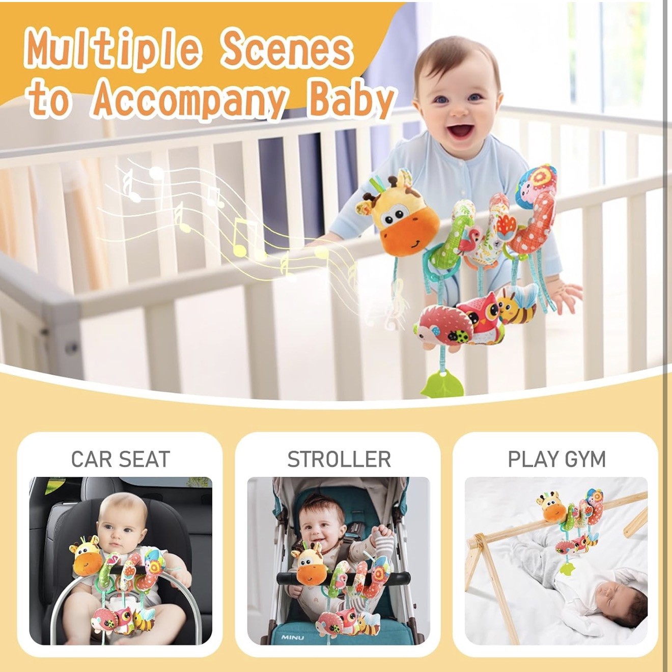 Jollybaby Spiral Car Seat Toys for Infants, 0-6 Months Carseat & Stroller