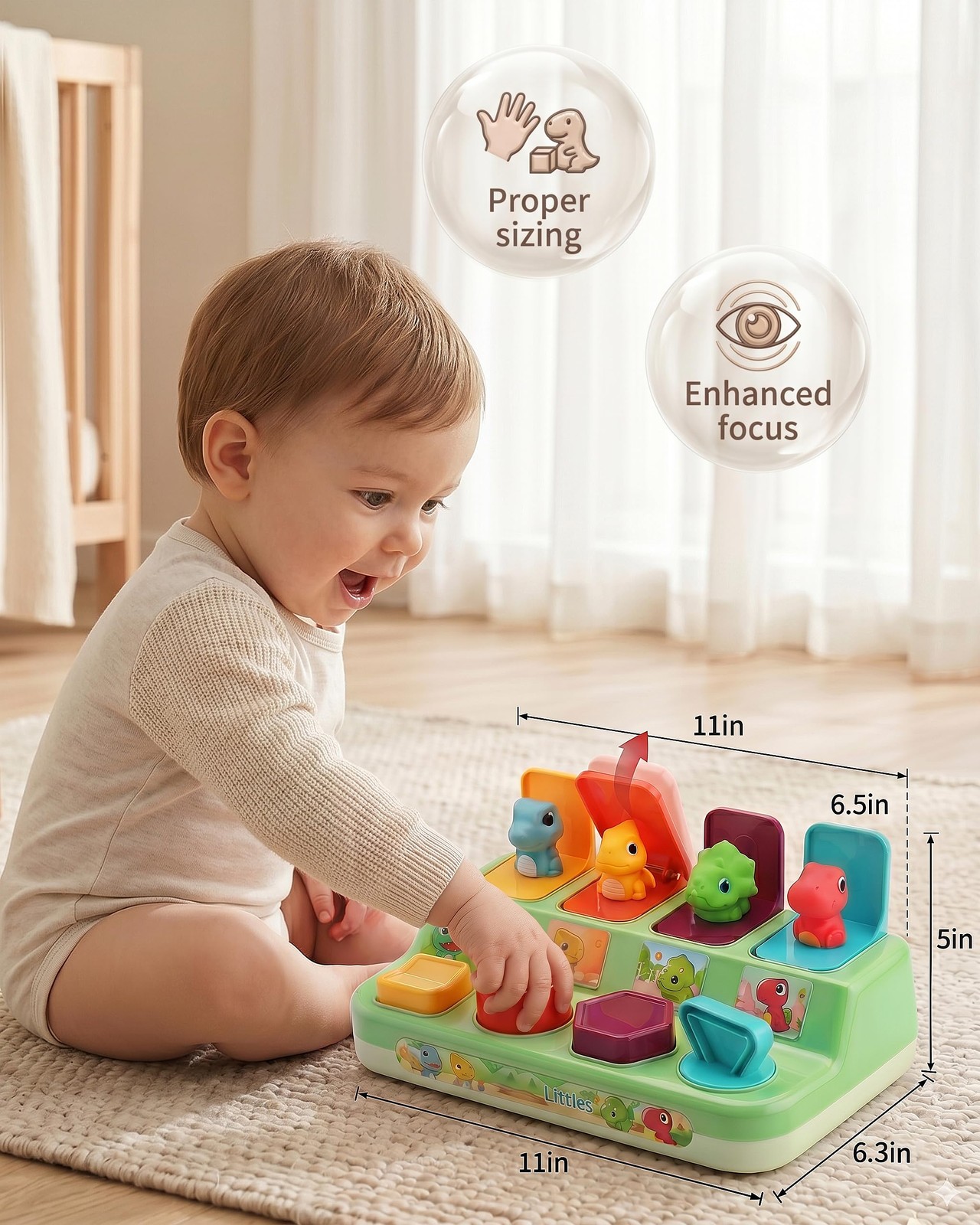 Pop Up Animals for Toddlers 9-18 Months, Dinosaur Cause and Effect Toys for B…