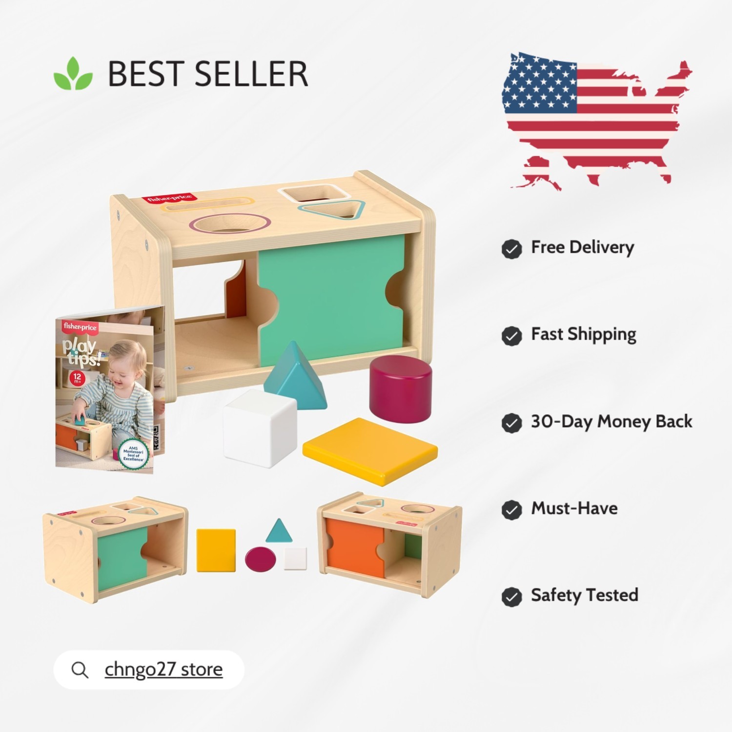 Wood Montessori Object Permanence Box: Educational Shape Sorter for Toddlers