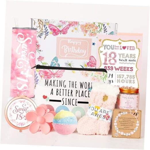 18th Birthday Gifts for Girls – 18 Year Old Girl Gifts, Gifts for 18 Pink 18th