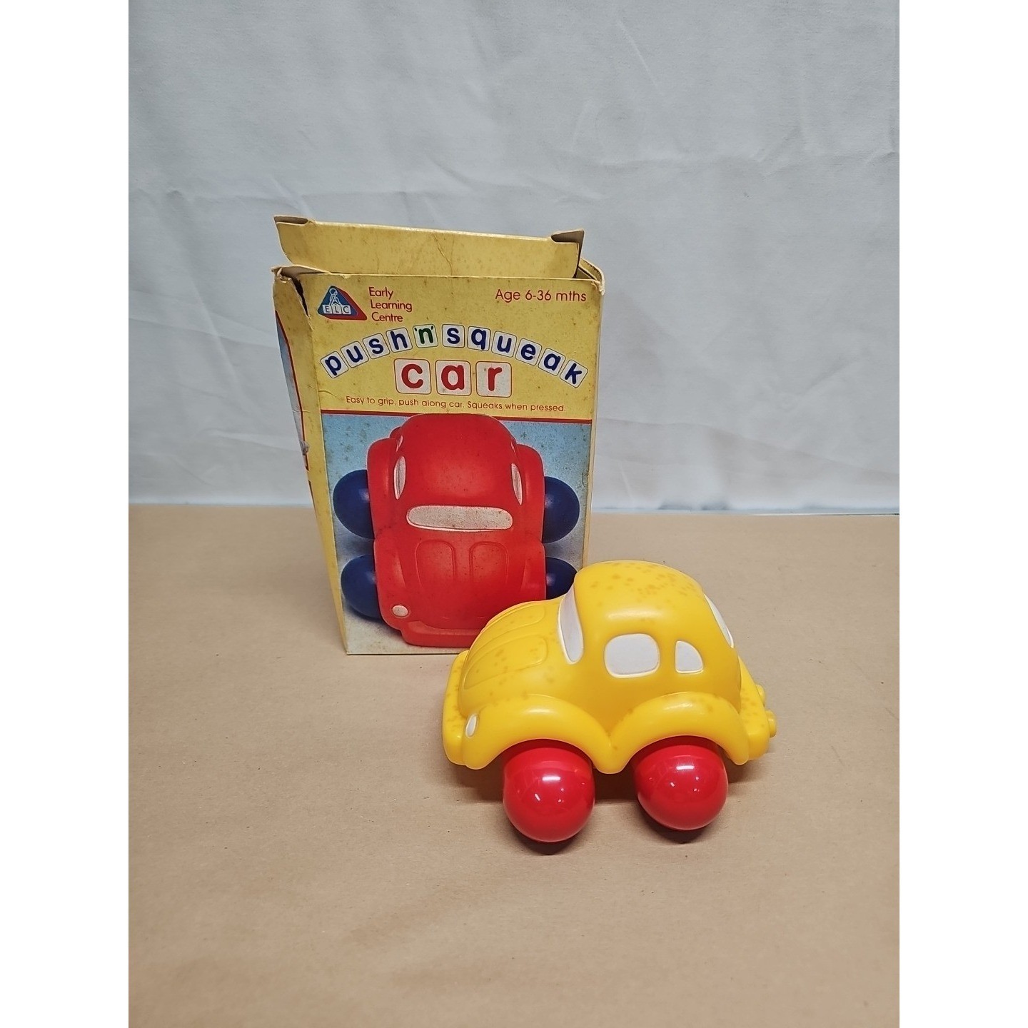 Rare Early Learning Centre (Elc) France Push N Squeak Car Toy with Original Box