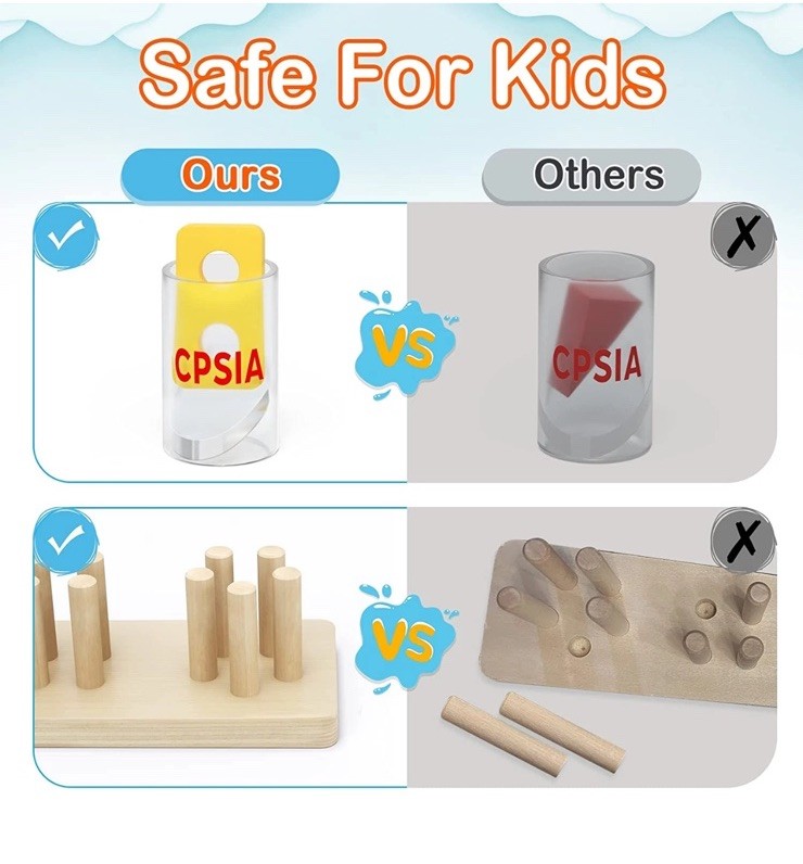 Montessori Wooden Sorting & Stacking Toy – Educational Puzzle for Toddlers 1-3,