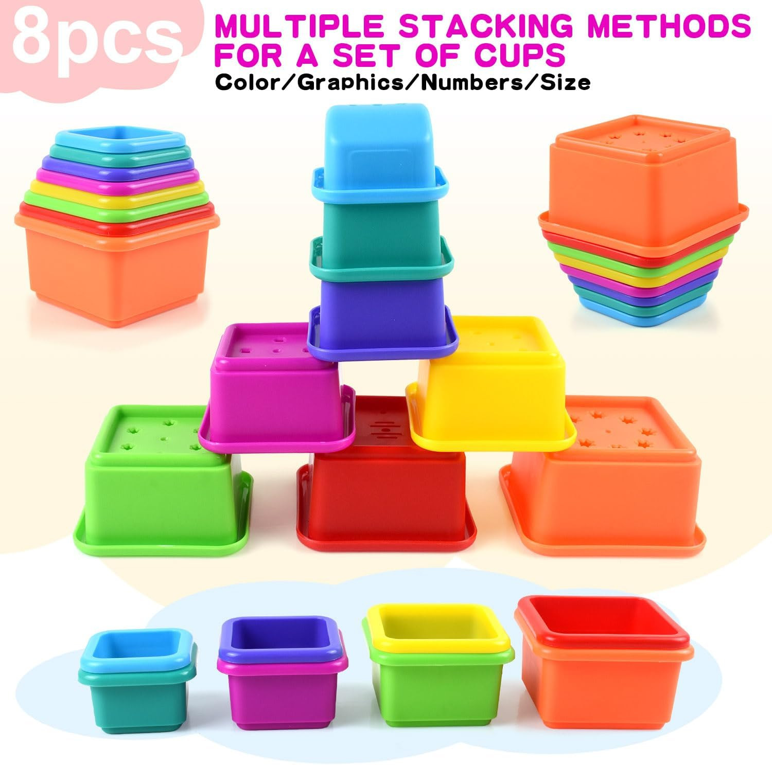Baby Stacking Nesting Cups Toy, Montessori Toys for Toddlers 6+ Months (617-86)