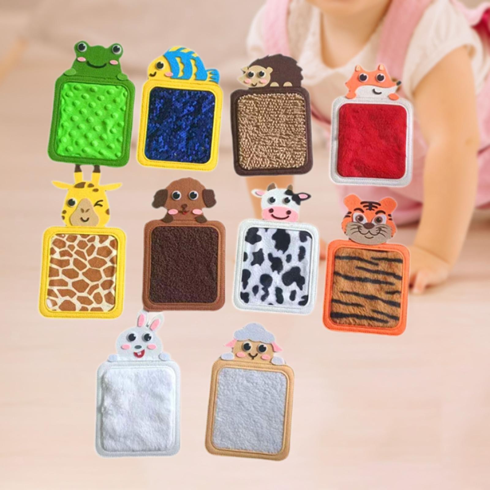 10Pcs Sensory Mats Textured Sensory Tiles Cartoon Felt Animal Shaped Exercise